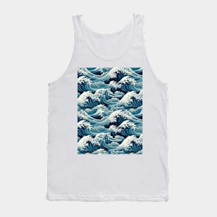 Ephemeral Crests: Hokusai Waves Reimagined Tank Top